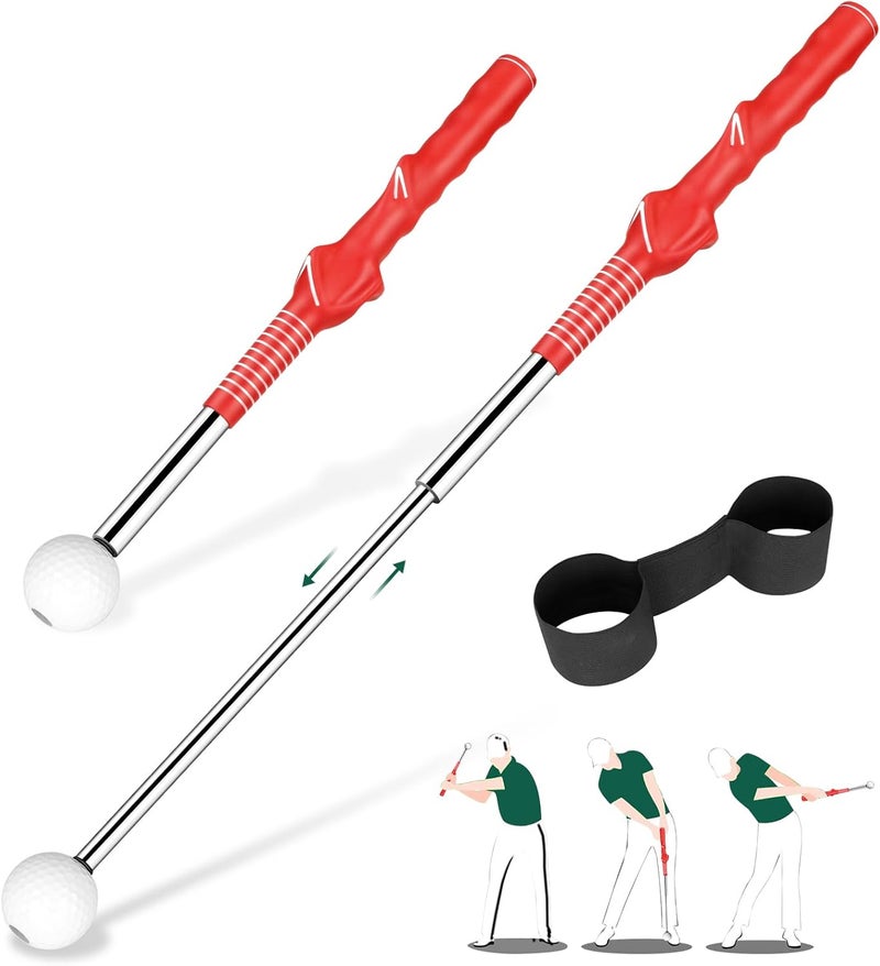 KALAUTO Golf Grip Swing Training Aid - Retractable Click Club Trainer Indoor Practice Warm Up Stick Flexible Telescopic Short Club Tempo Sound Release Trainer Devices - Image 1